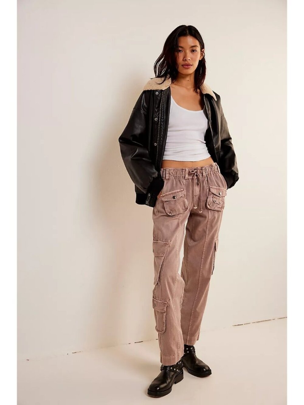 Free People Womens Tahiti Pull-On Cargo Pants Brown Drawstring Medium